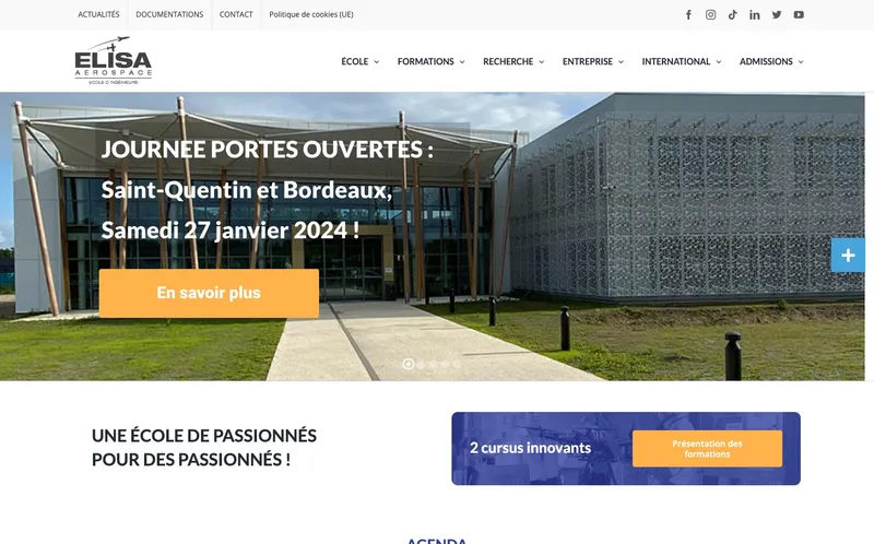 Elisa Aerospace Hauts De France classement, campus, admission